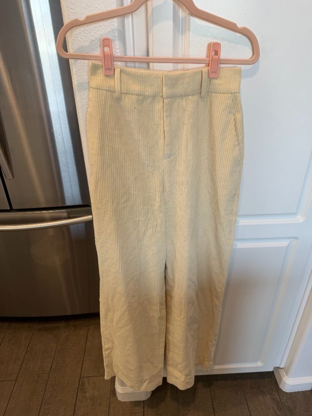 Helsa Cream Corduroy Wide Leg Trousers Size XXS
